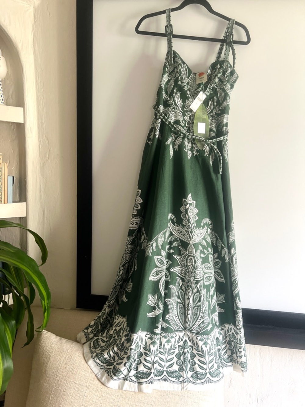 FARM Rio Miranda belted printed linen-blend maxi dress Size Medium NWT - Picture 5 of 16